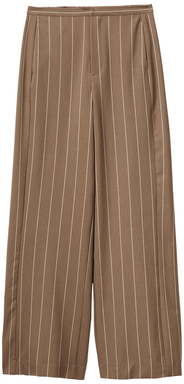 Benetton Pantalone Gessato Gamba Larga Donna