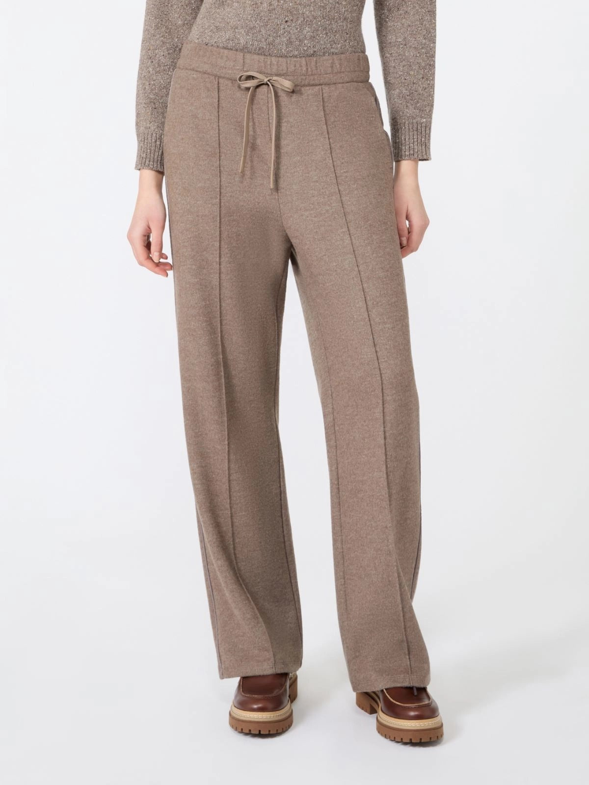 Weekend Max Mara Tenda Pantalone Marron Glacè Misto Lana