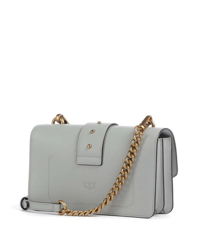 Pinko Love One Mini Borsa Donna Grigio Perla Pelle