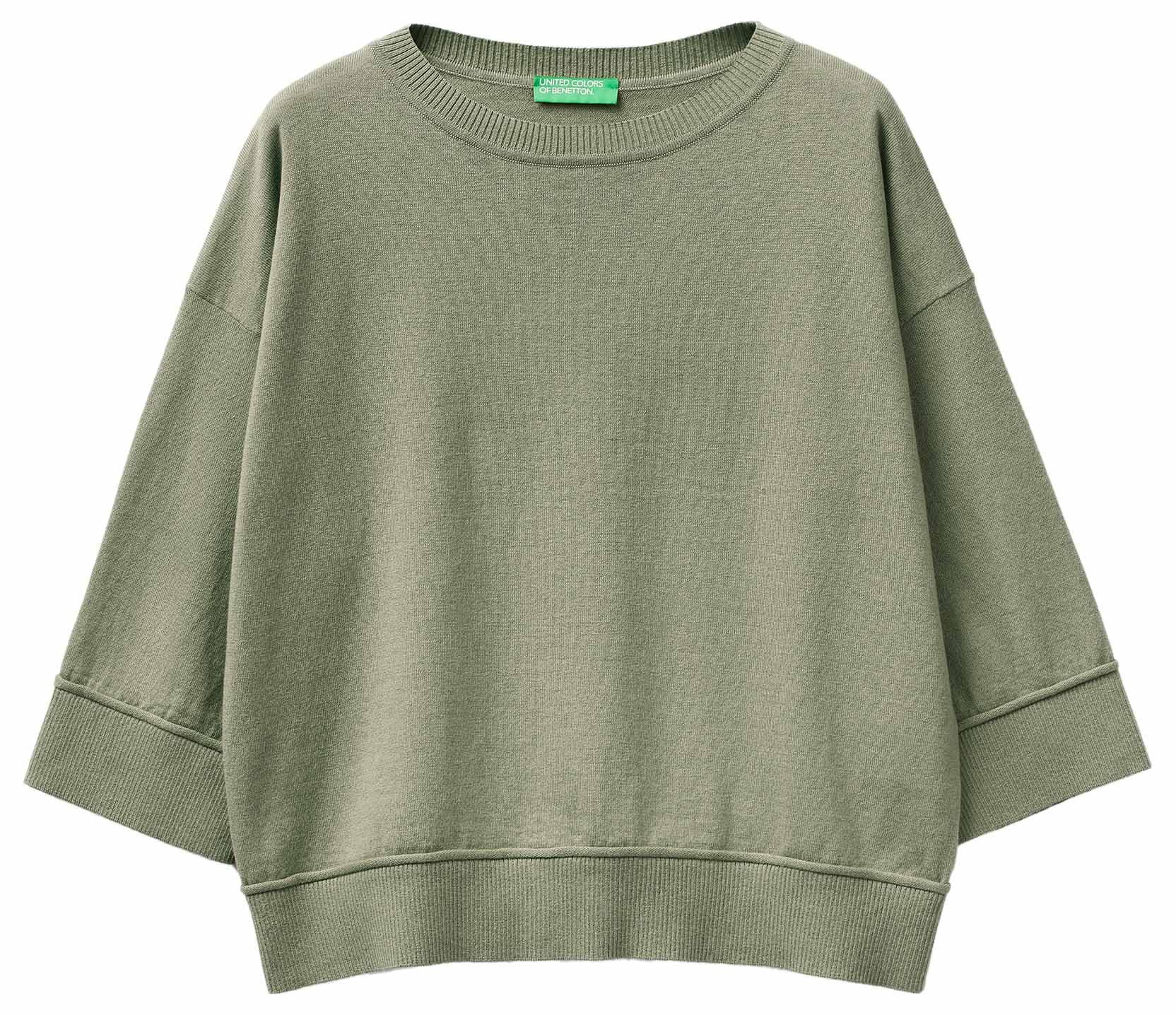 Benetton Maglieria Maglione Boxy Girocollo Spalla Scesa 3/4