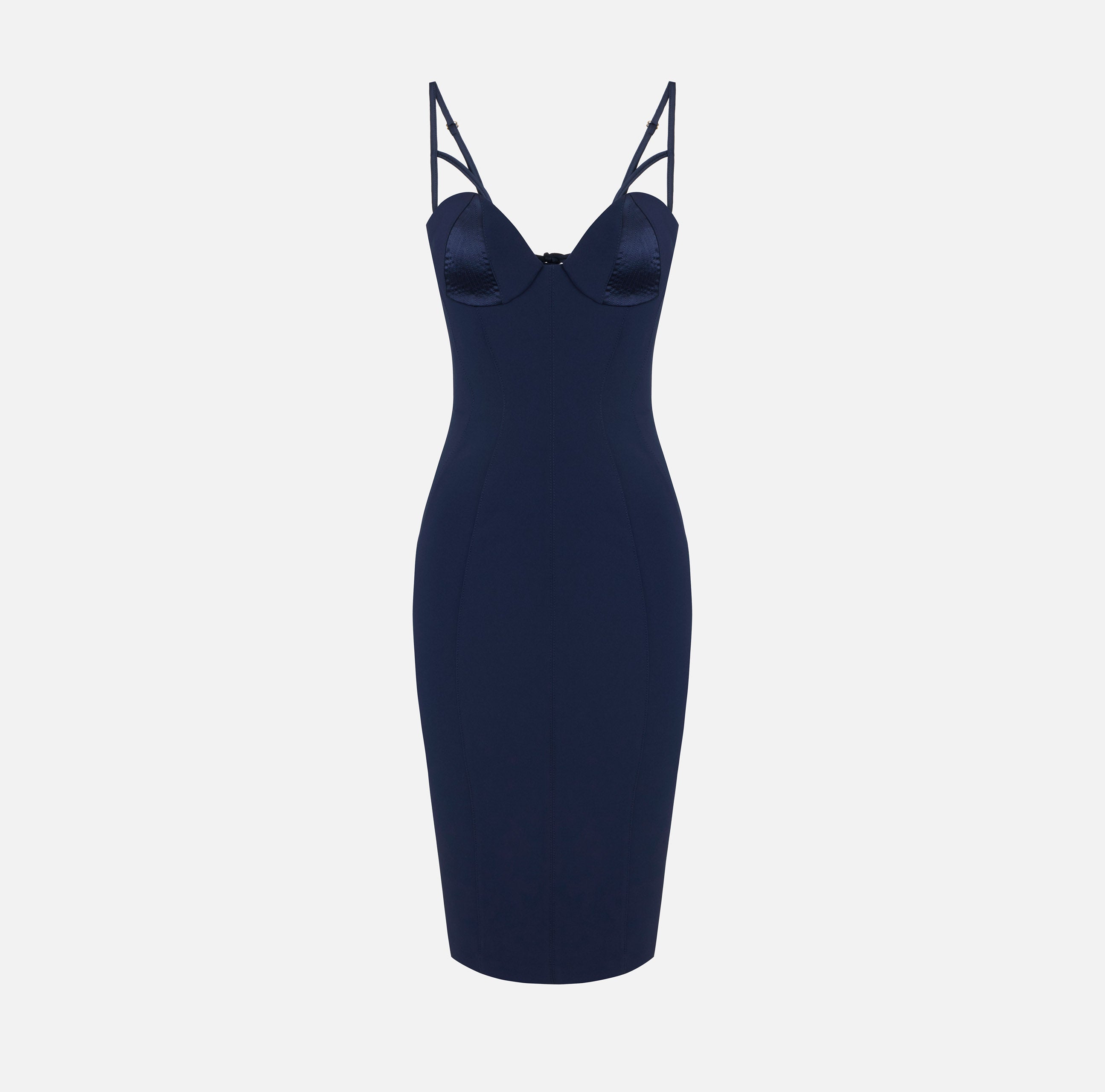 Elisabetta Franchi AB96466E2 Abito Midi Blu Notte Raso