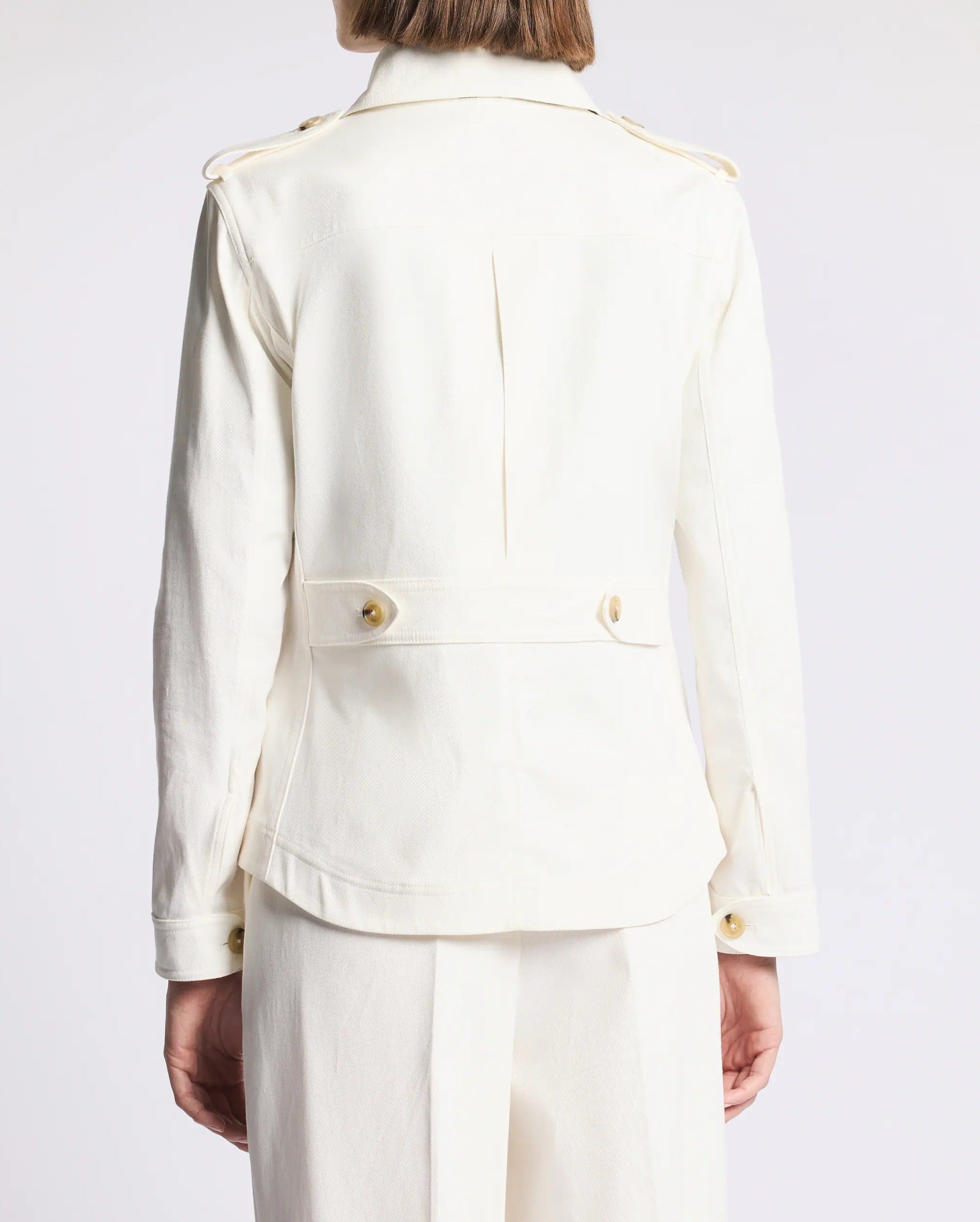 Fay NAW0452317SYC Giacca Camicia Panna Drill Cotone