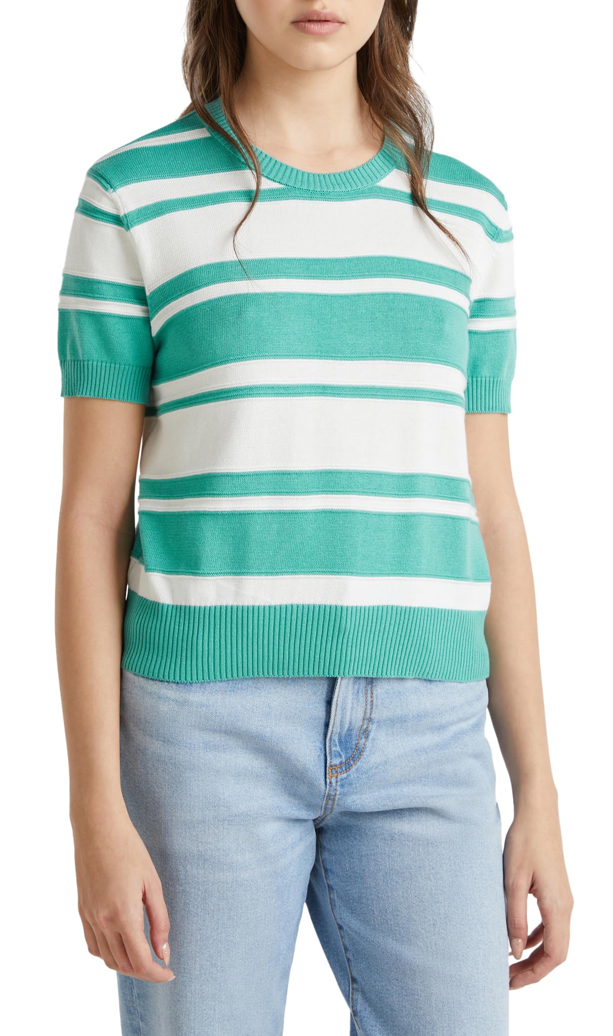 Benetton Maglia Girocollo Manica Corta Righe Regular