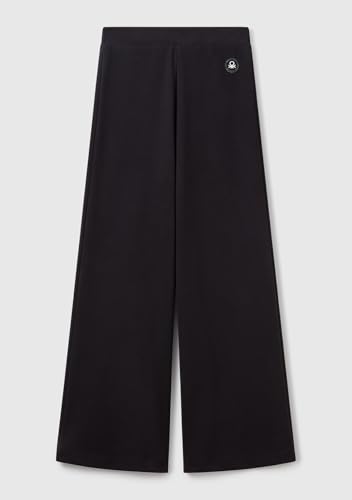 Benetton Pantalone Donna Flare Viscosa Effetto Cupro con Logo