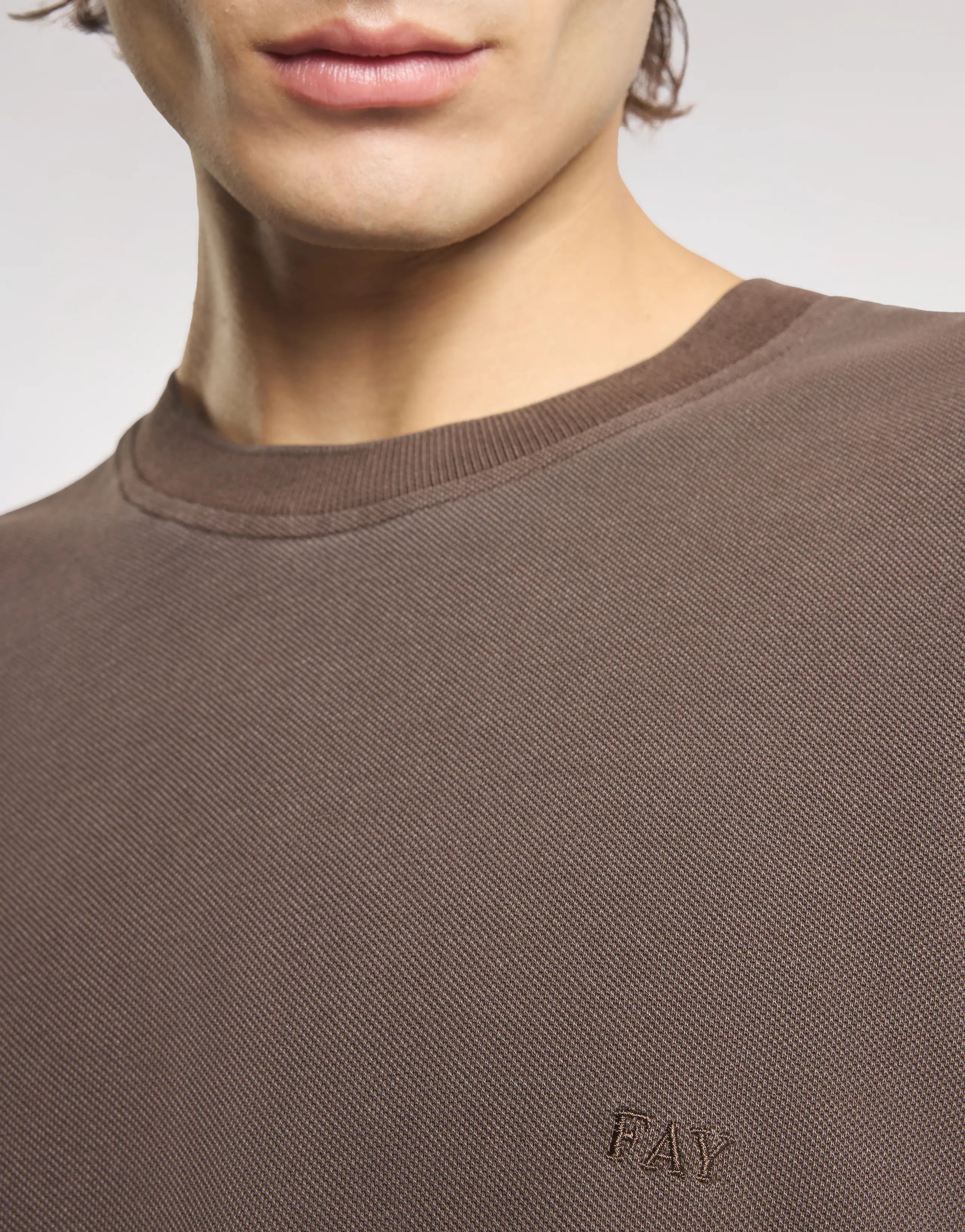 Fay Piquet NPMB352136TZE T-Shirt Uomo Marrone Cotone