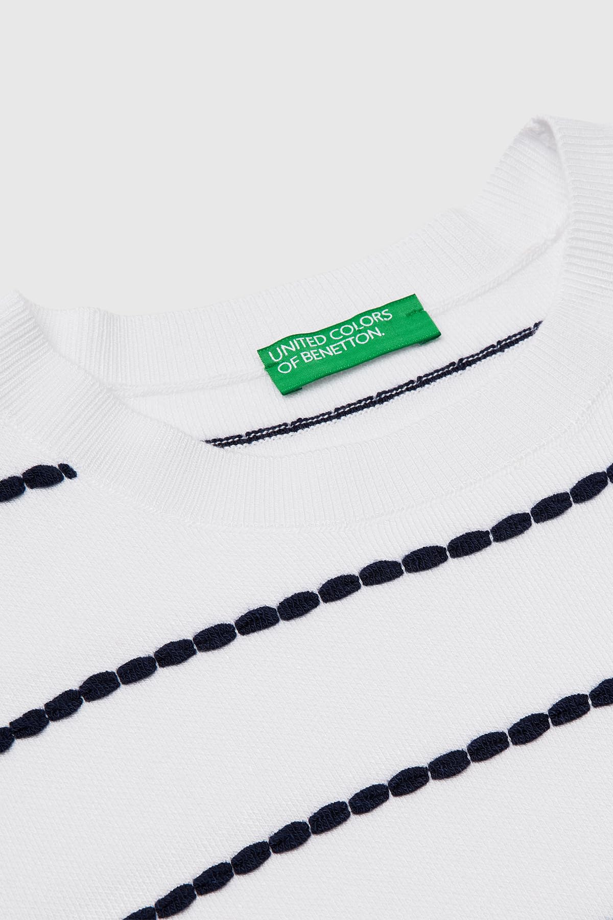 Benetton Maglieria Maglia Girocollo Jaquard Piquet 3D