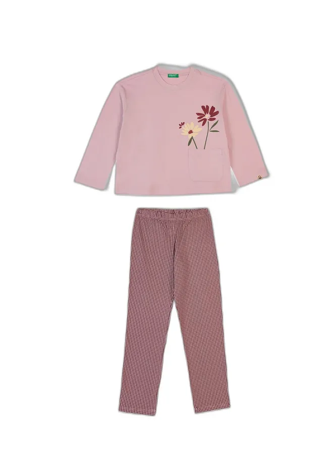 Benetton pigiama bambina stelle taglia 90 manica 3/4