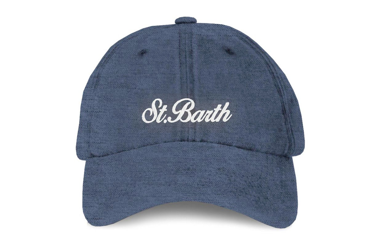 MC2 Saint Barth Baseball N cappello uomo navy lino