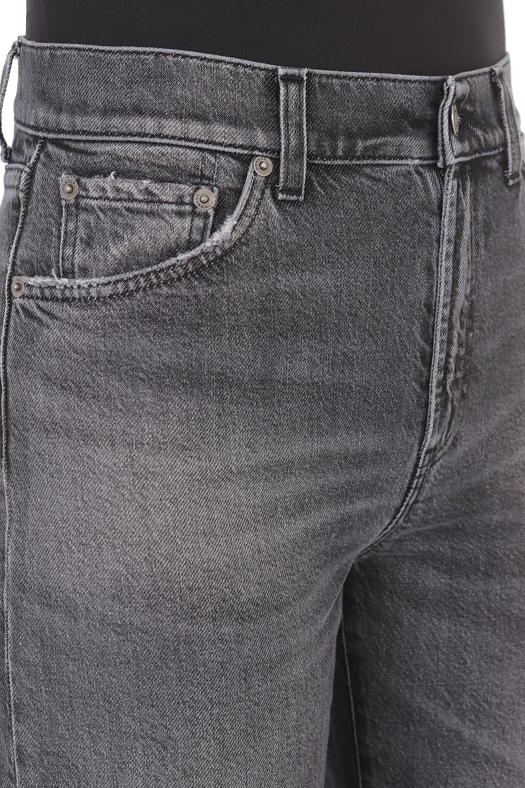 Dondup Amber DP619 Jeans Wide Leg Nero Stretch