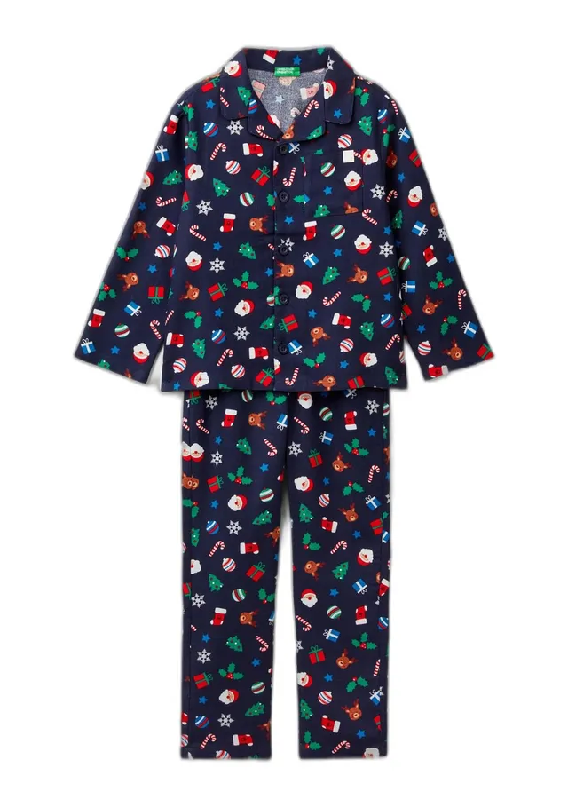 Benetton 4xpr0p008 Pigiama Bambino Flanella Taglia 90