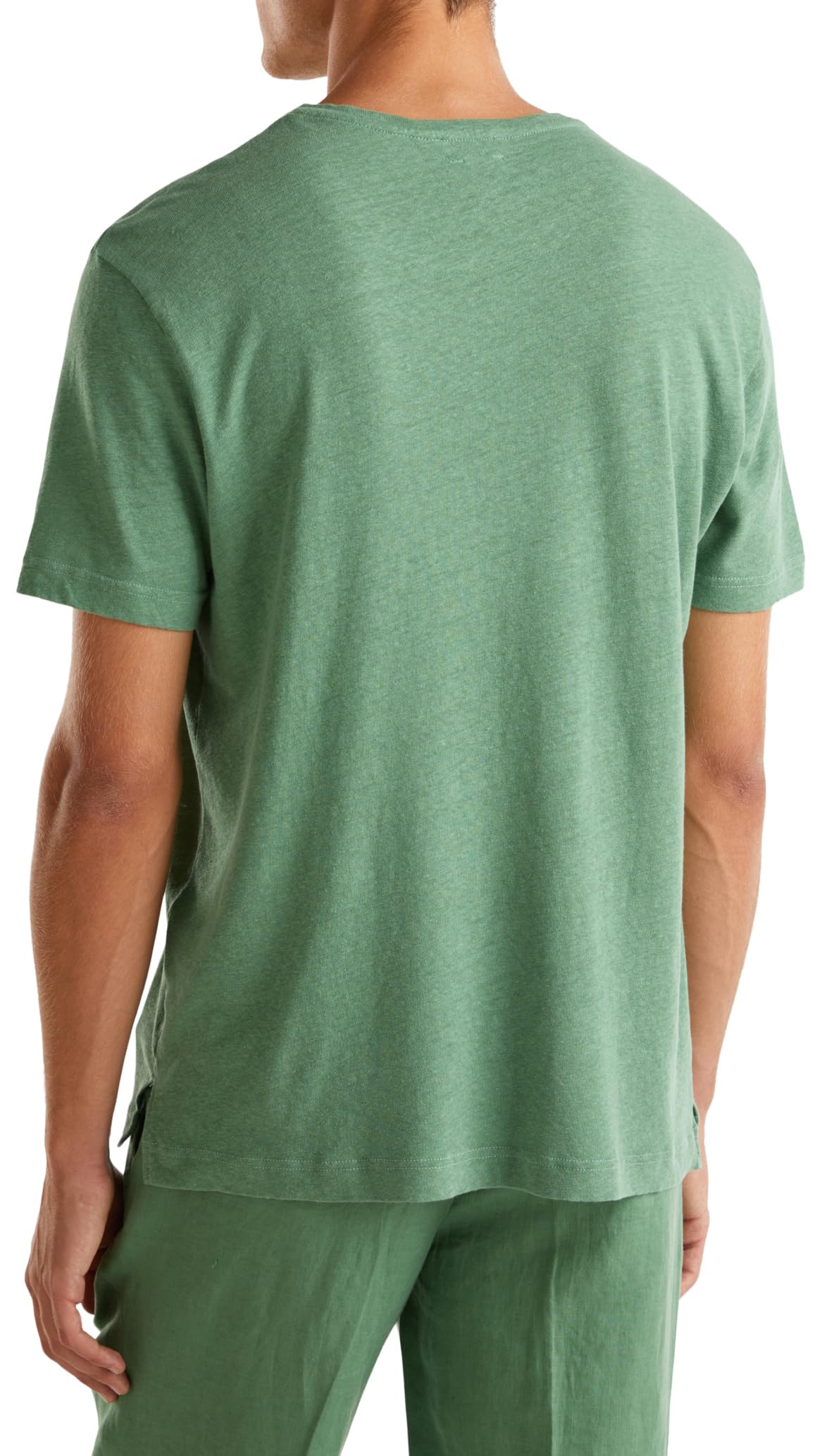 Benetton 39ivu104i T-Shirt Uomo Misto Lino Regular