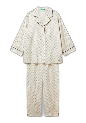 Benetton Pigiama Donna Camicia Pantaloni Capri Monogram