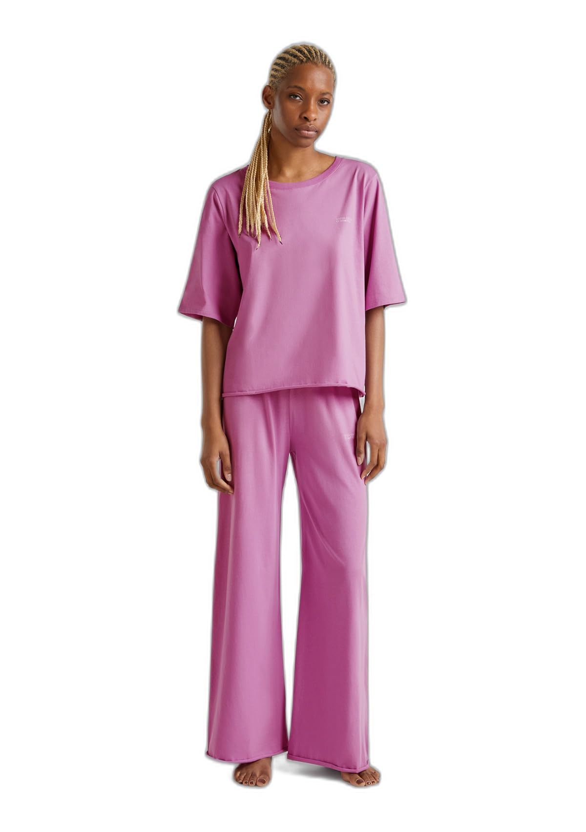 Benetton 35vb3p03p pigiama donna XS maglia+pantalone cotone