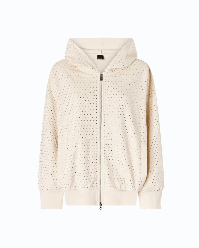 Pinko Lugano 107195 Felpa Beige Cotone Strass