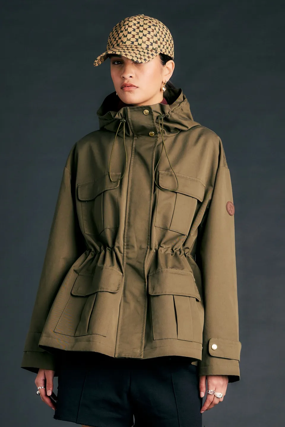 Karen Walker Rowan Parka giacca Dark Olive twill cotone