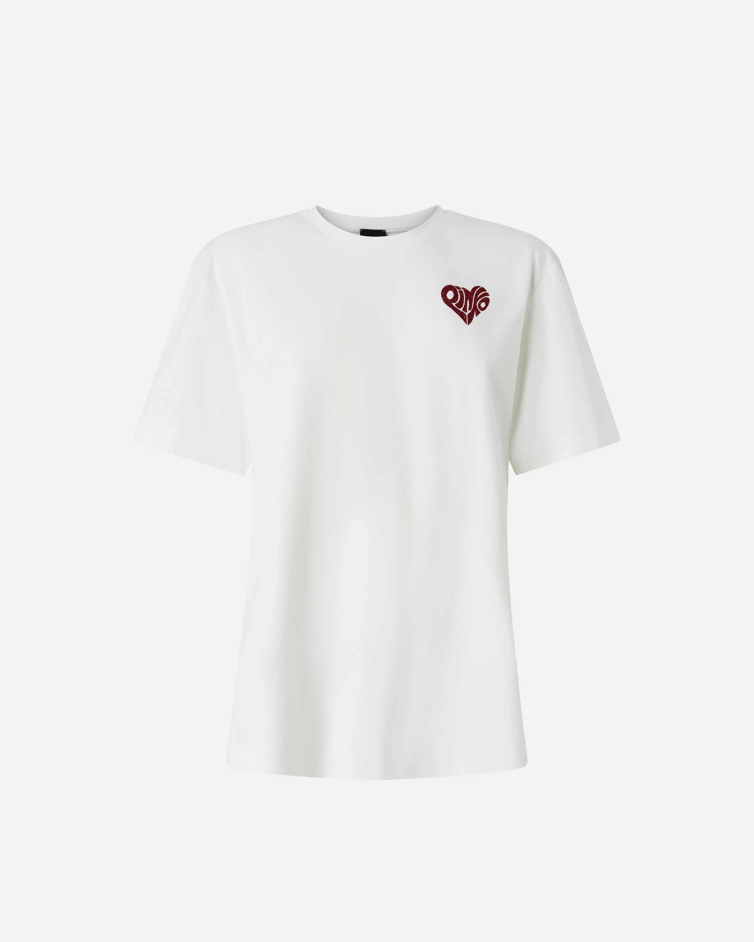 Pinko 105526 A33I T-Shirt Donna Bianco Amore Strass