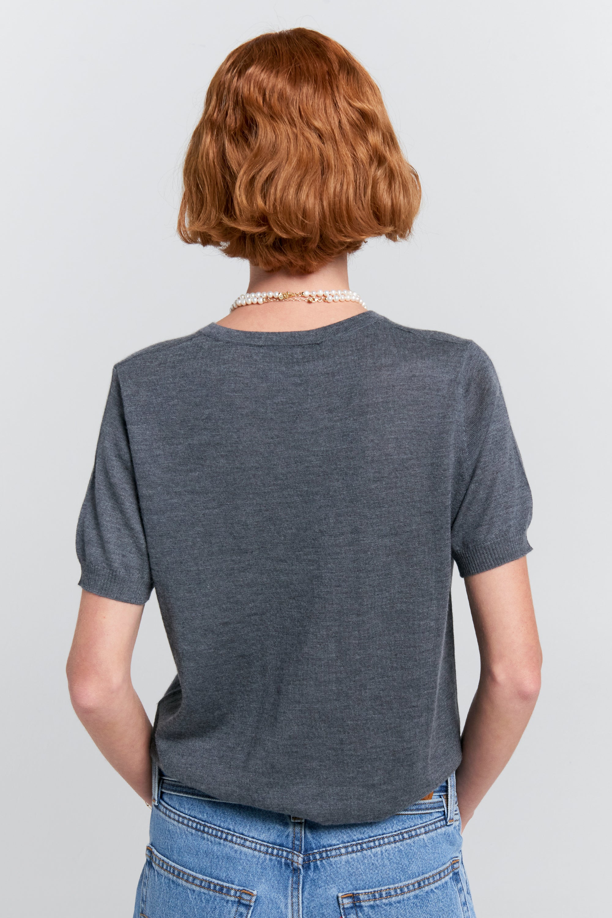 Karen Walker Fleur T-Shirt maglia Charcoal Marle cashmere