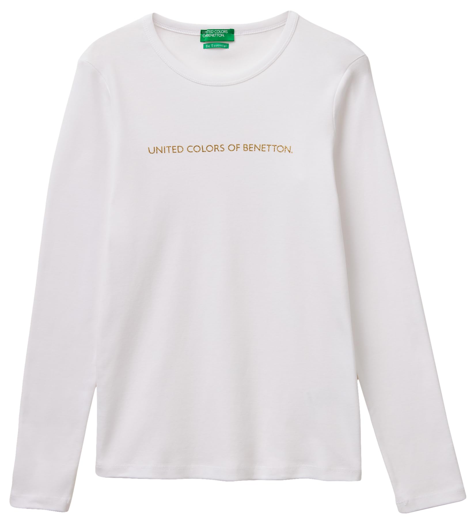 Benetton T-Shirt 3ga8e16g0 Donna Rossa Manica Lunga Glitter
