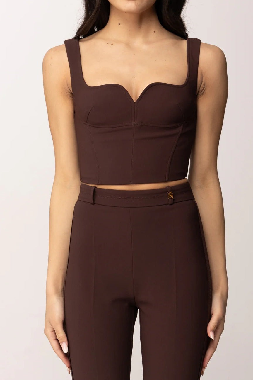Elisabetta Franchi TO04161E2 Top Donna Cacao