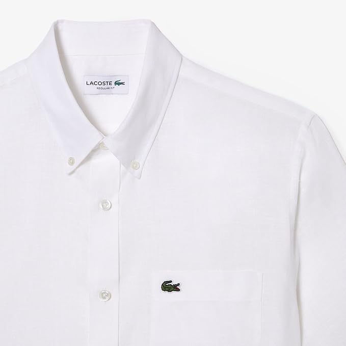Lacoste CH5699 Camicia Lino Bianca Maniche Corte