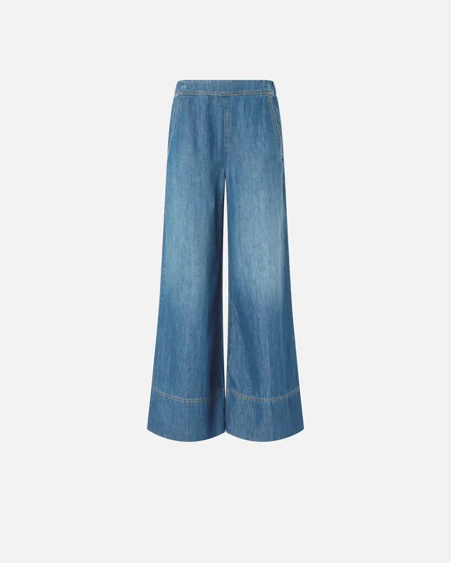 Pinko 106398 A33J Pantaloni Donna Azzurro Taglia 42 Wide Leg