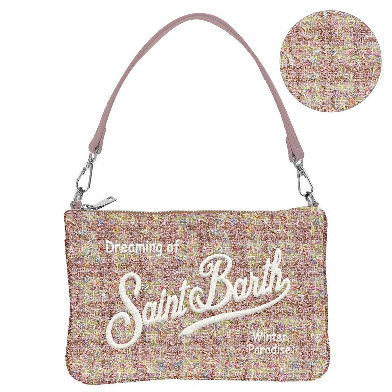 MC2 Saint Barth Parisienne Mini Tweed Pochette rosa lurex