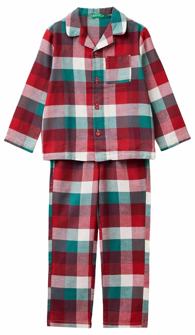 Benetton Set Pigiama Bambini XS flanella aperto