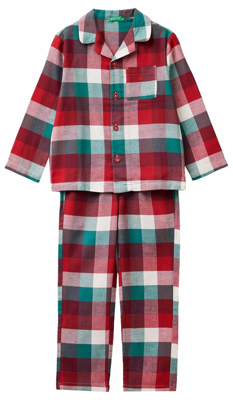 Benetton Set Pigiama Bambini XS flanella aperto