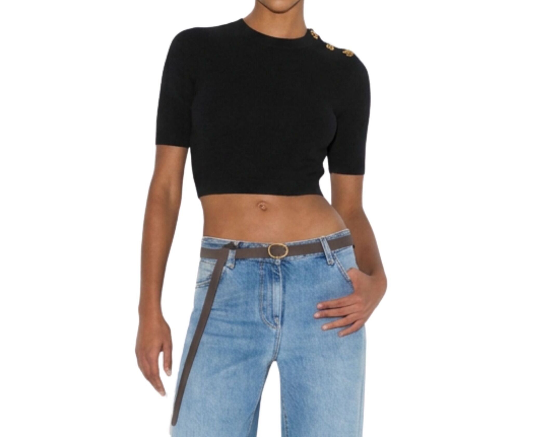 Elisabetta Franchi MK02S66E2 Maglia Cropped Nero