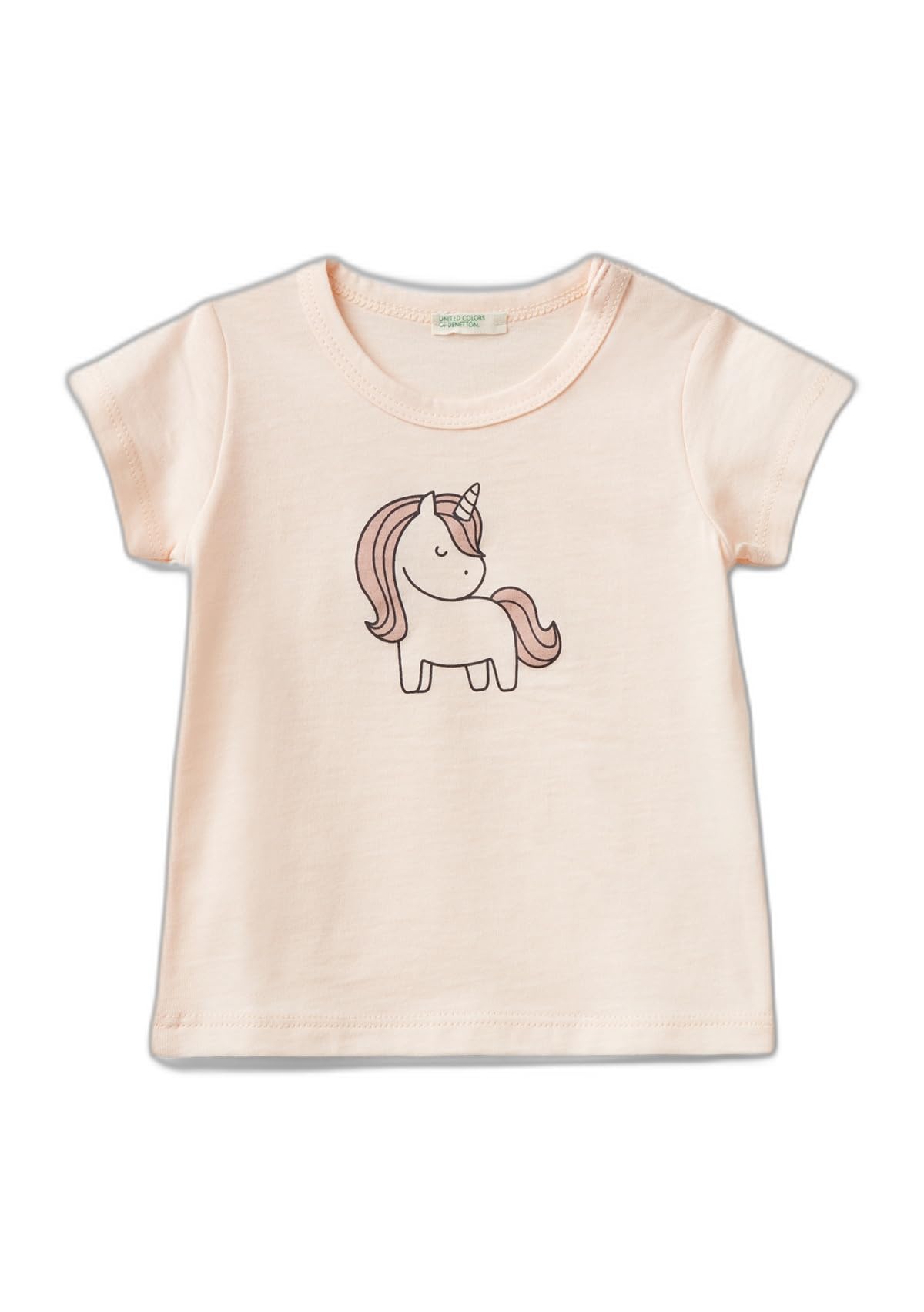 Benetton 3I1XA104K T-Shirt Bimbo Cotone Bianco Panna