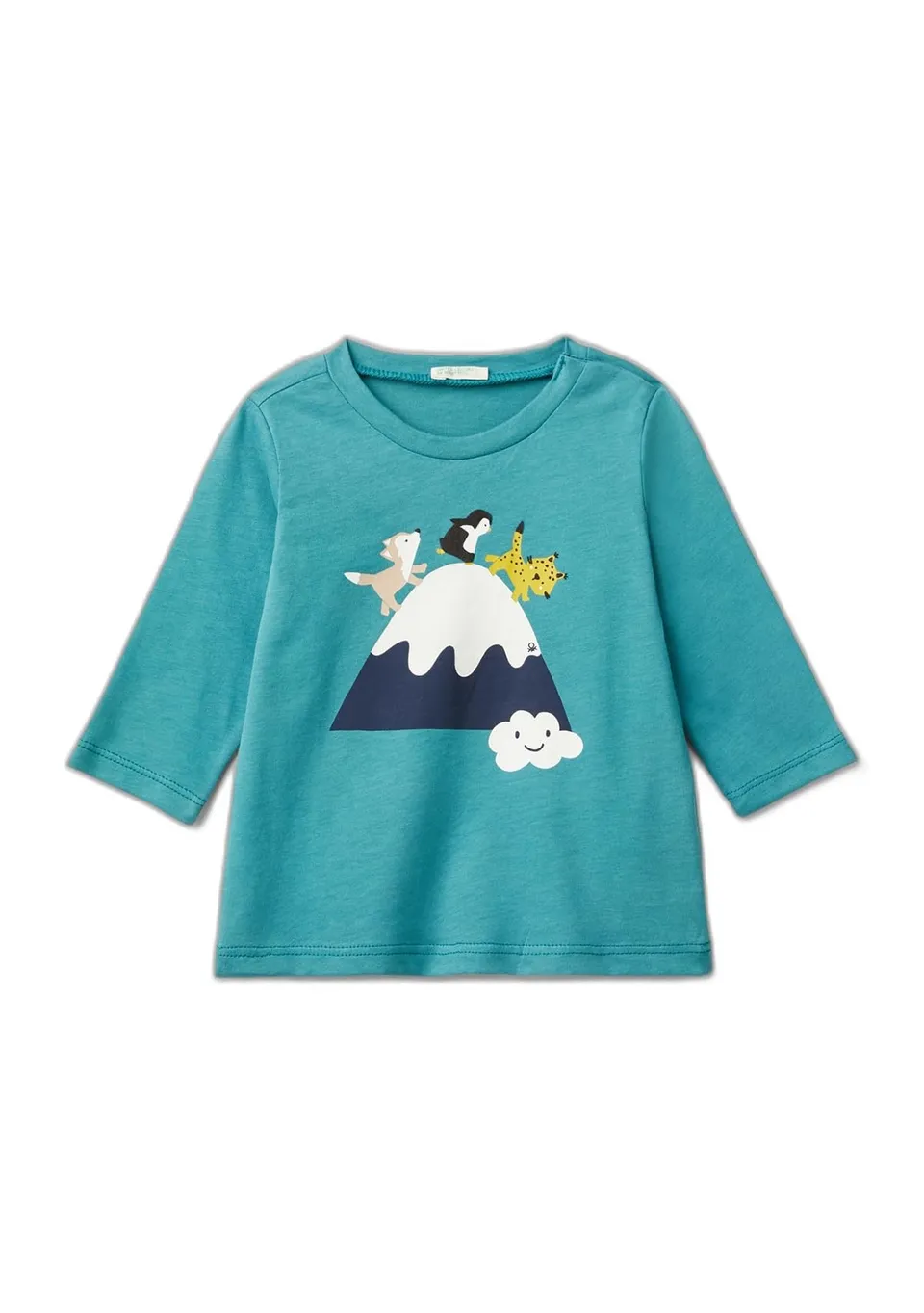 Benetton 3ATNA105F T-shirt bimbo 74 blu cotone