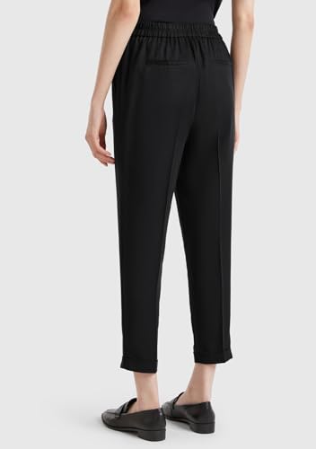 Benetton pantalone donna vita elasticizzata con risvolto