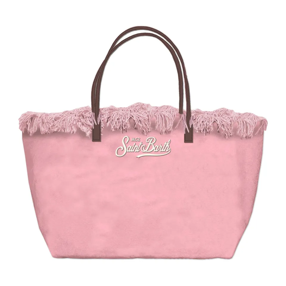 MC2 Saint Barth City Bag Fringe Mid Borsa Donna Rosa Canvas