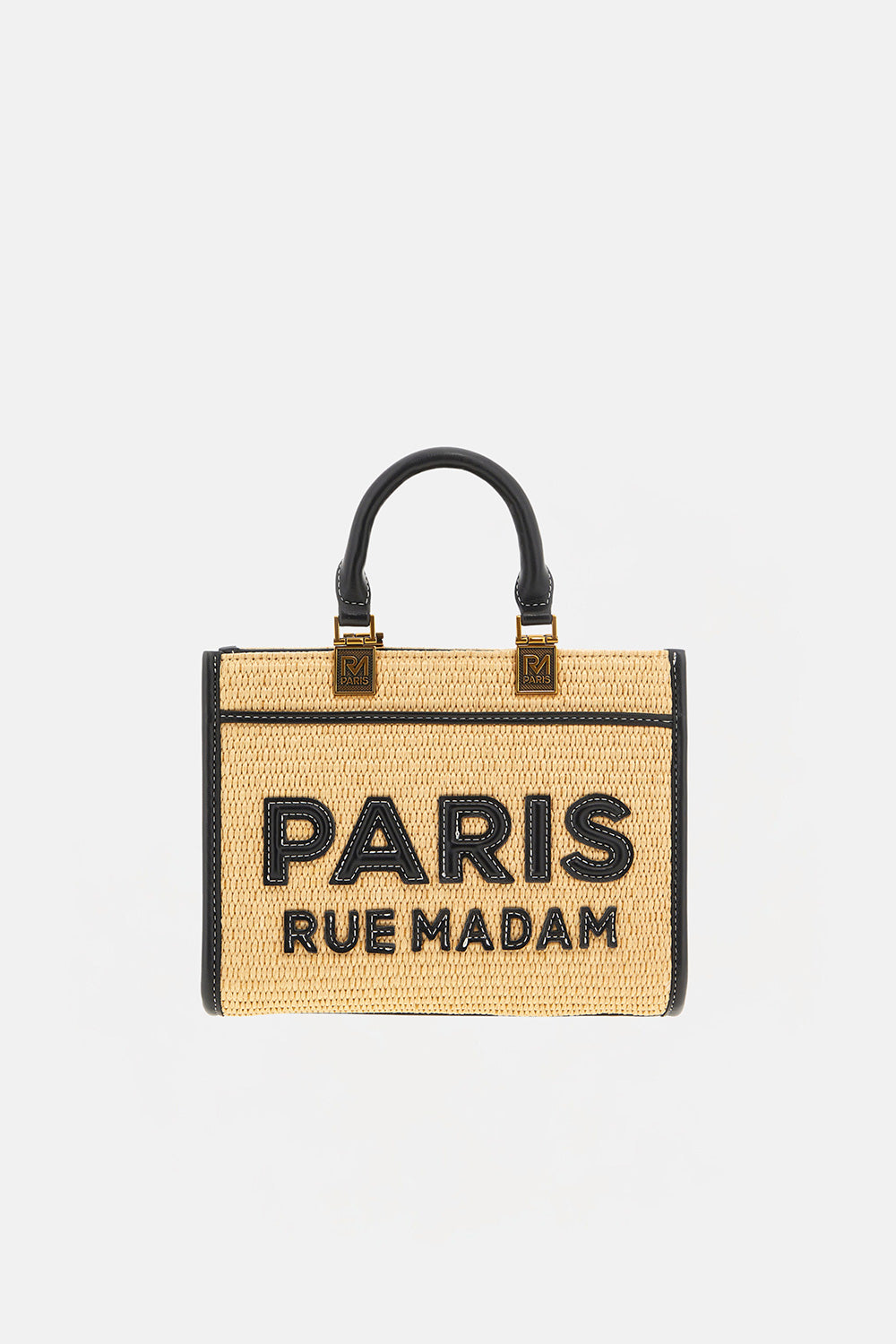 Rue Madam Iconique tote bag donna paglia black mini