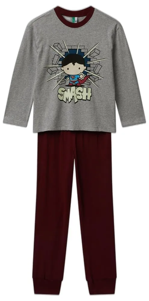 Benetton 3VR50P08V Pigiama Bambino Cotone Grigio S