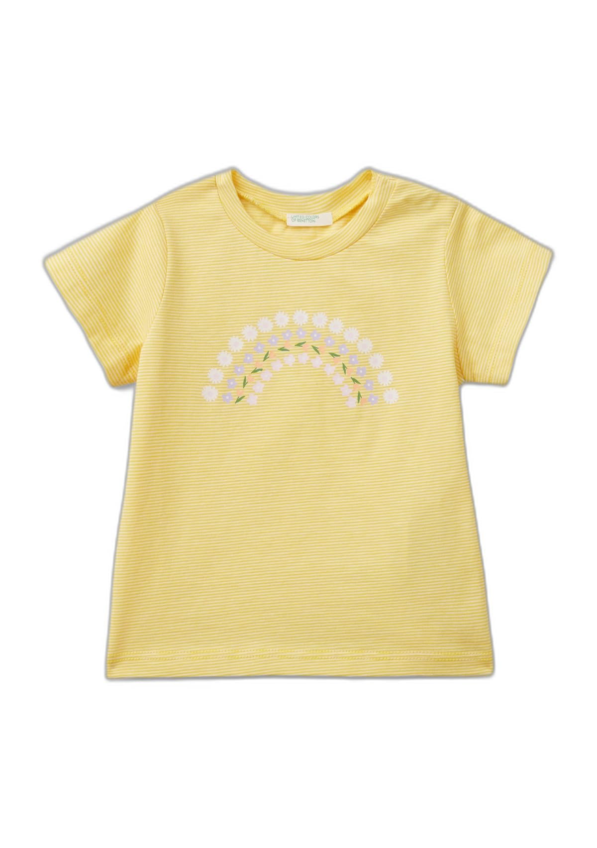 Benetton 3QFNA104E T-Shirt Bimba 74 Cotone con Stampa