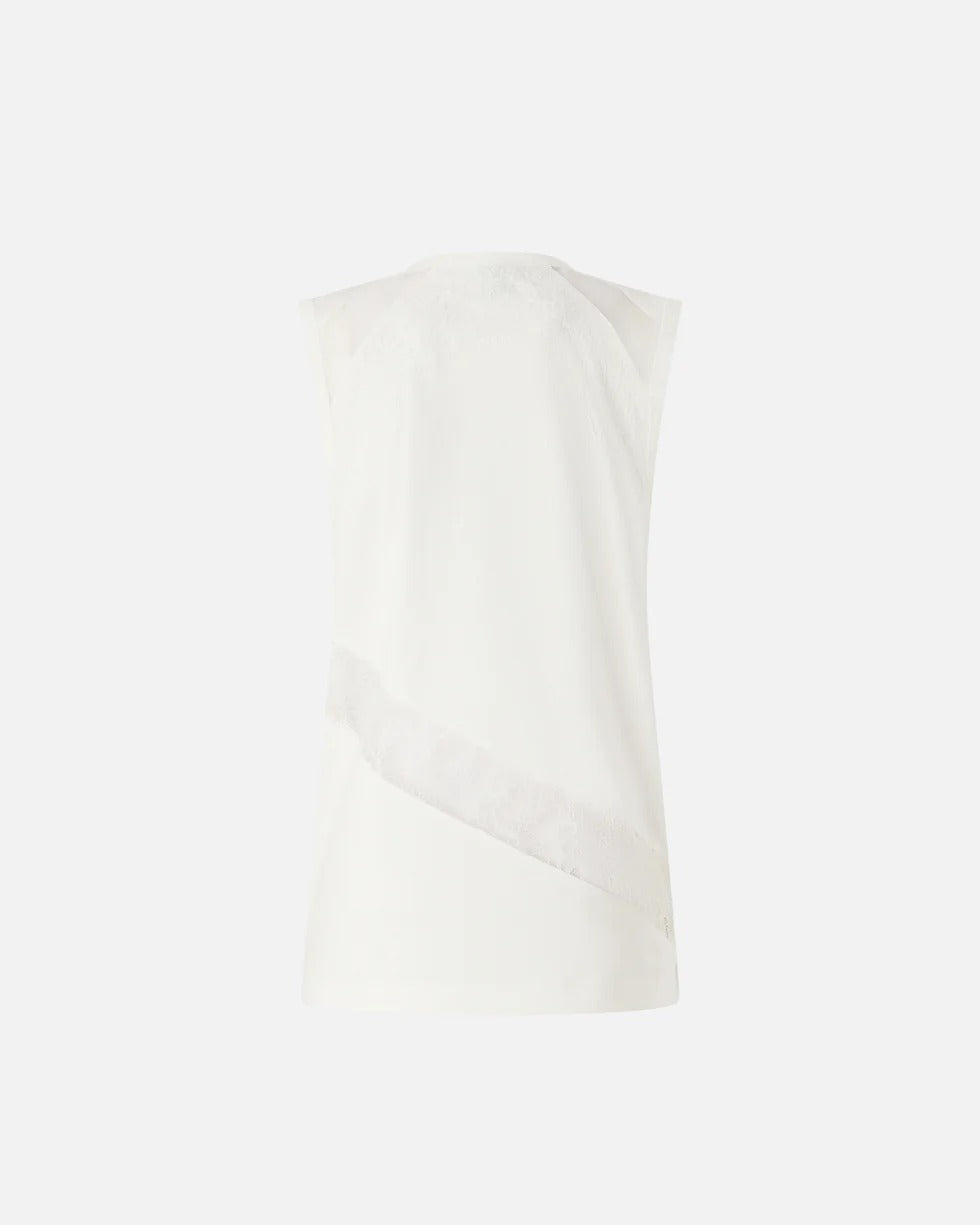 Pinko 106291 A335 Top Cotone Bianco Pizzo Floreale