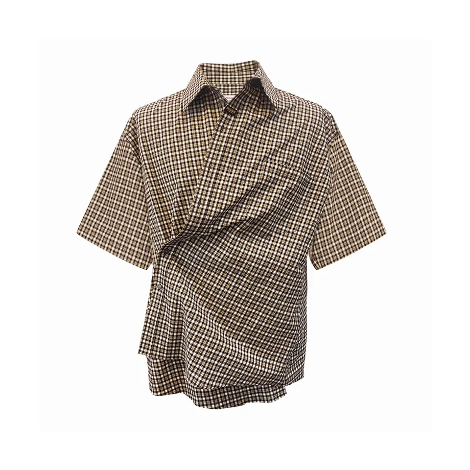 Martine Rose Boxy Wrap Shirt camicia quadri nero verde cotone