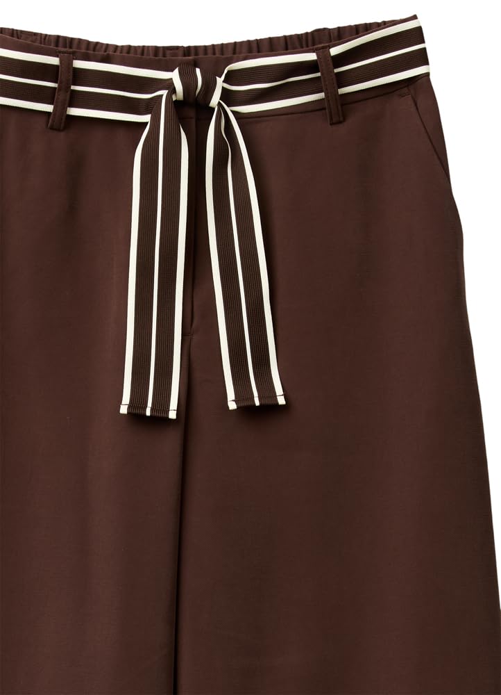 Benetton Pantaloni Gamba Ampia Donna Marrone