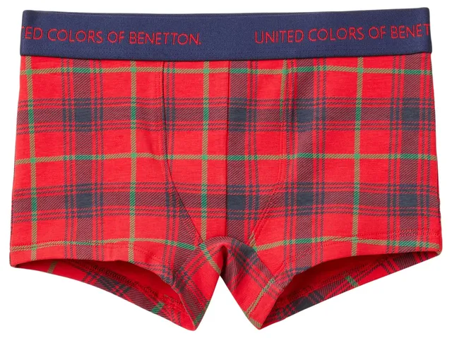 Benetton Boxer Cotone Elasticizzato Stampa Natalizia Allover