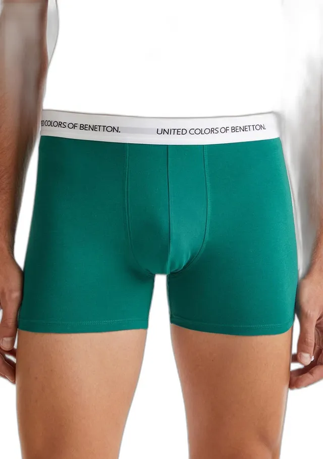 Benetton Boxer Corti Uomo Grigio L Cotone Organico