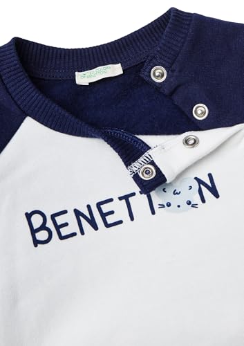 Benetton Tuta Neonato 32knak00q Blu Taglia 50 Cotone