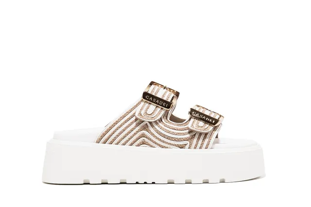 Casadei Birky Thaiti Ciabatta Bianca Platform 4 cm