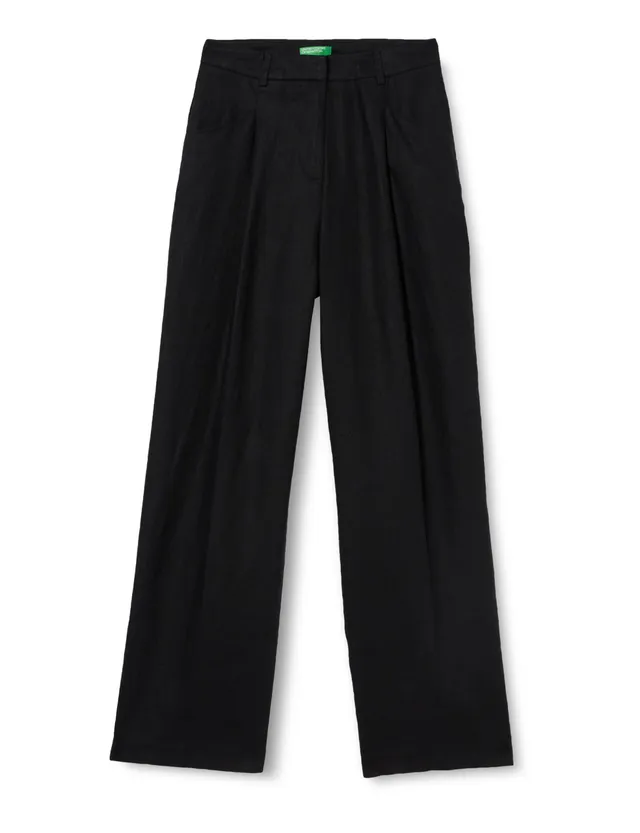 Benetton 4AGHDF05W Pantaloni Donna Lino Vita Regular