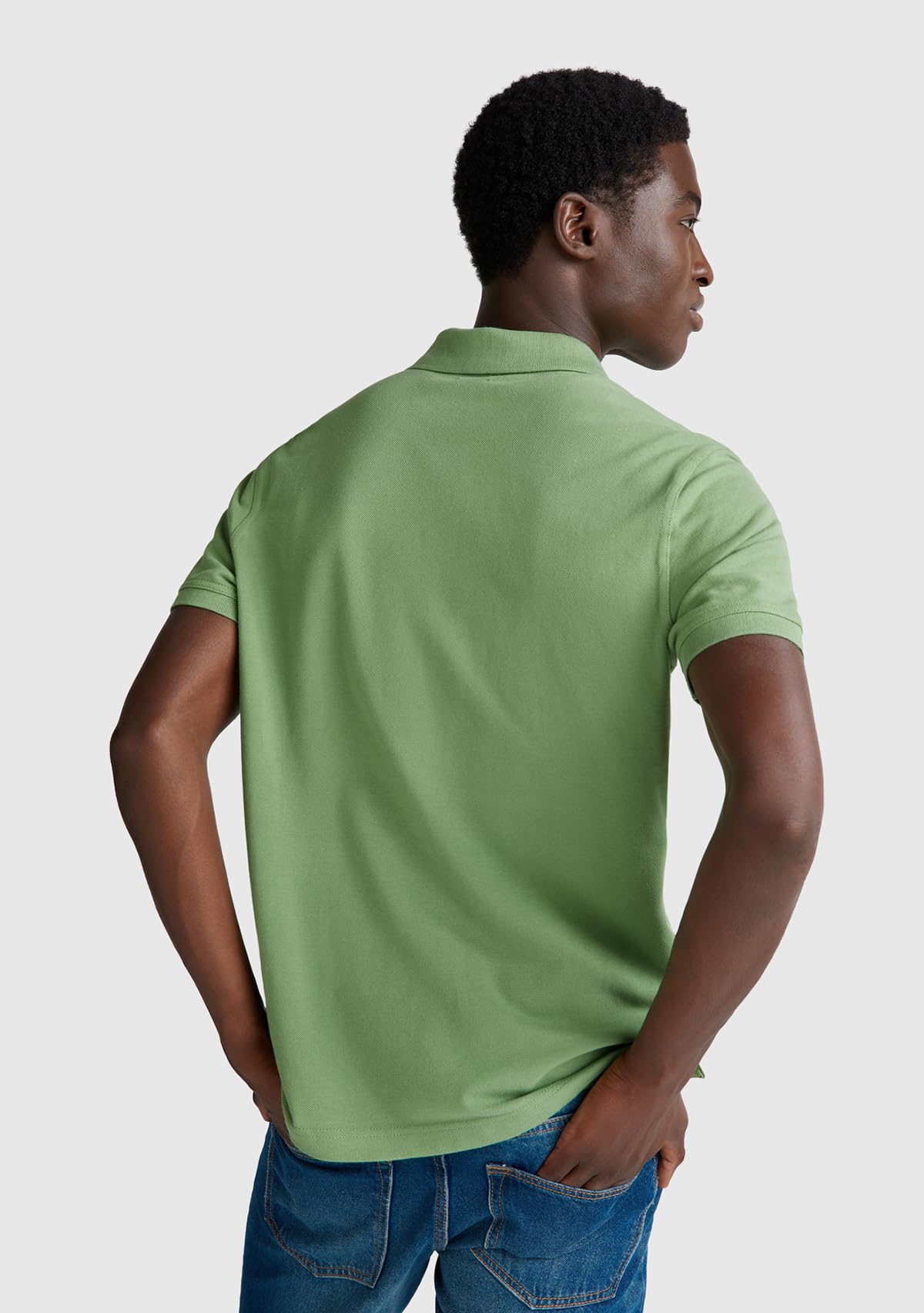 Benetton Polo Uomo Manica Corta Blu Verde Casual