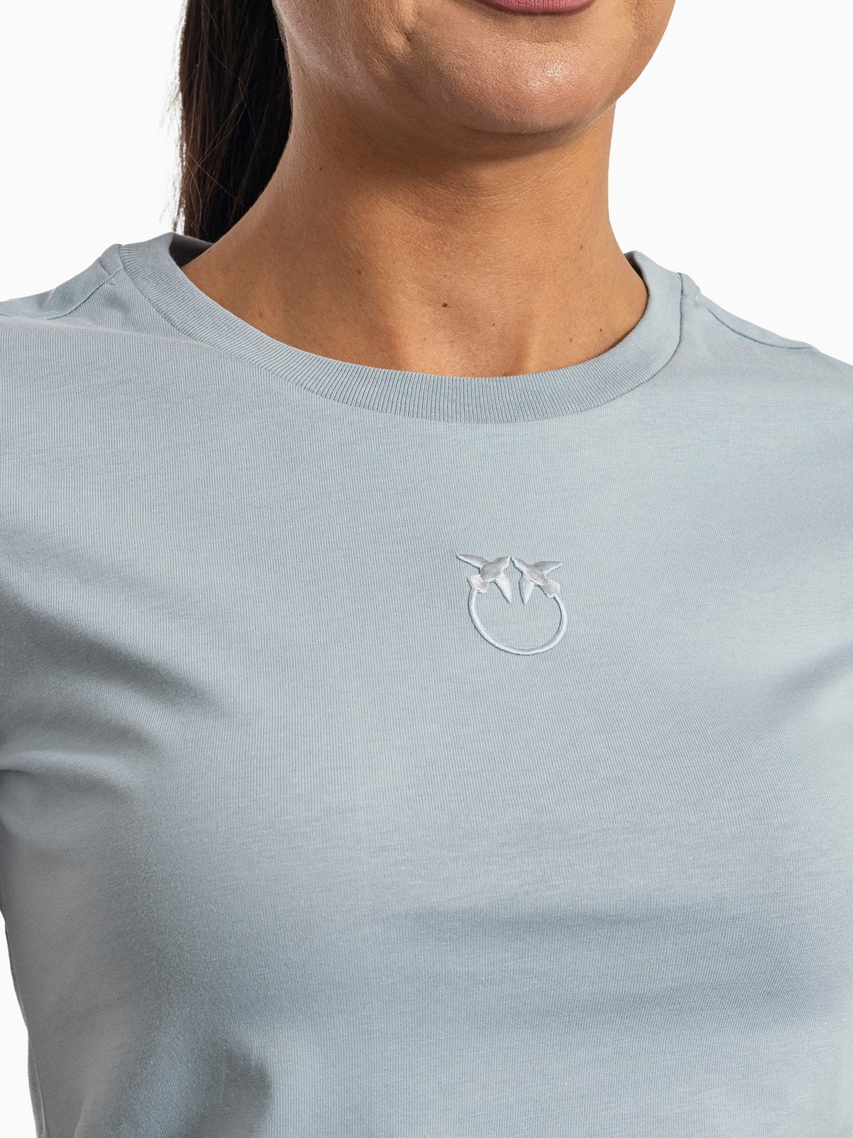 Pinko 100355 A339 T-Shirt Cotone Donna Azzurro Polvere