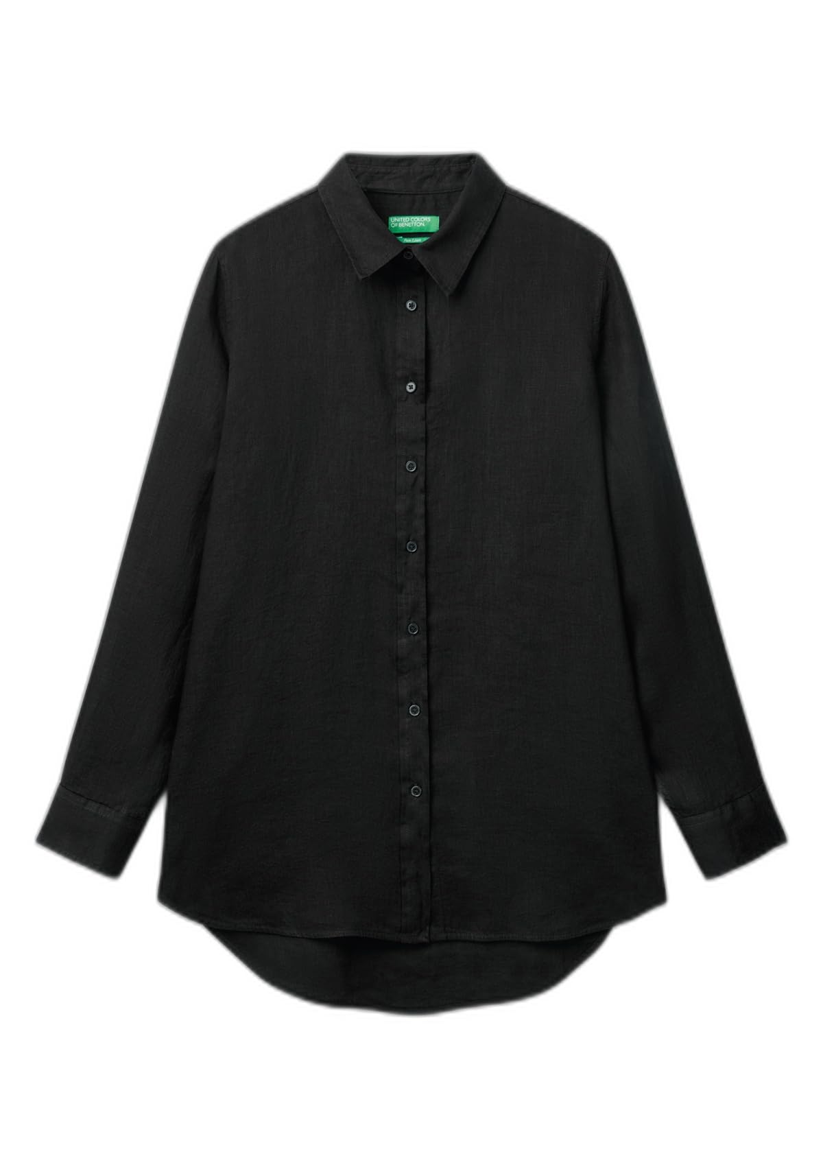 Benetton 5BMLDQ02U camicia donna in lino bianco
