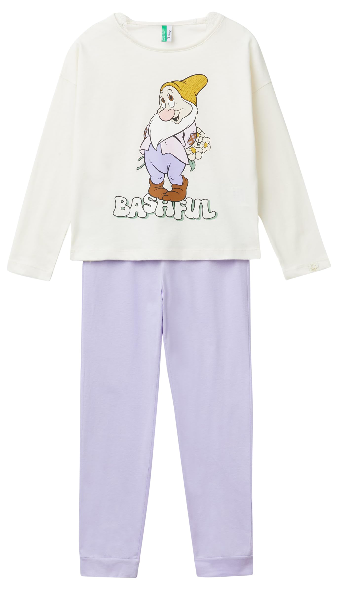 Benetton pigiama cotone Disney glitter tinta unita maglia+pantalone
