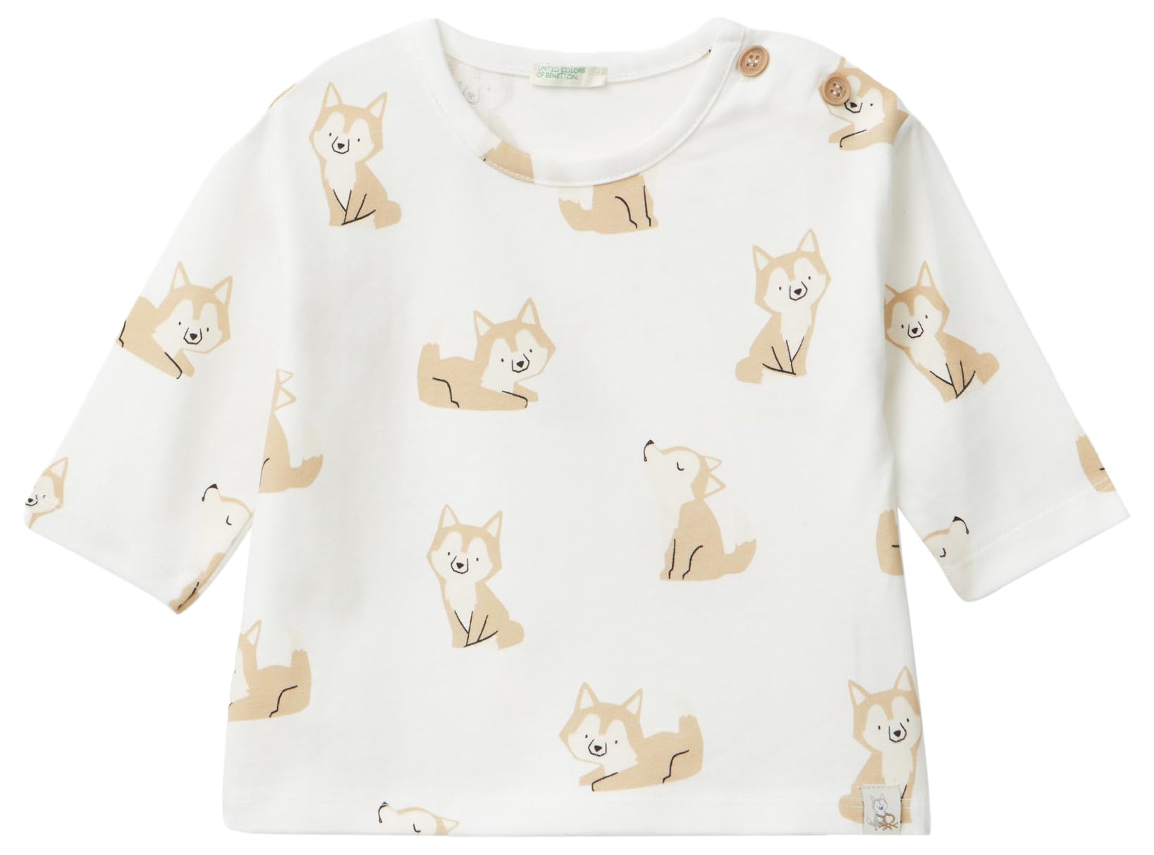 Benetton T-Shirt Bimbi Manica Lunga 74 Bianco