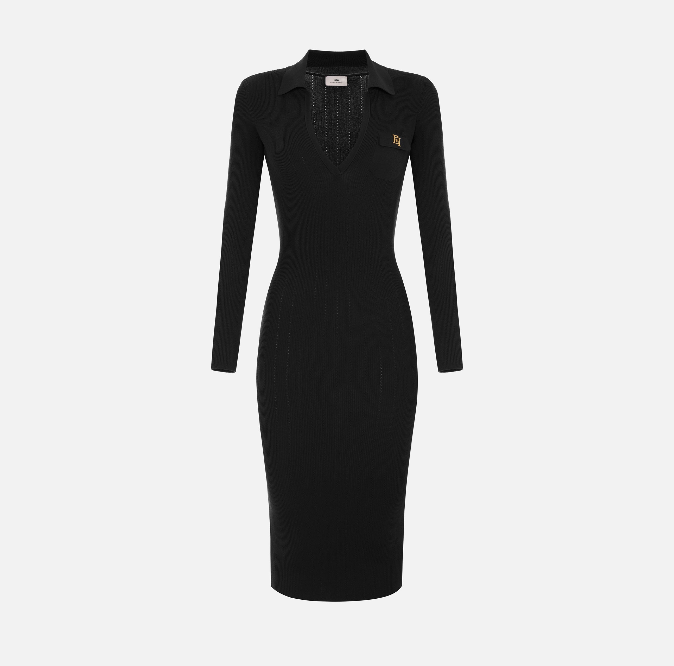 Elisabetta Franchi AM08B66E2 Abito Maglia Midi Nero